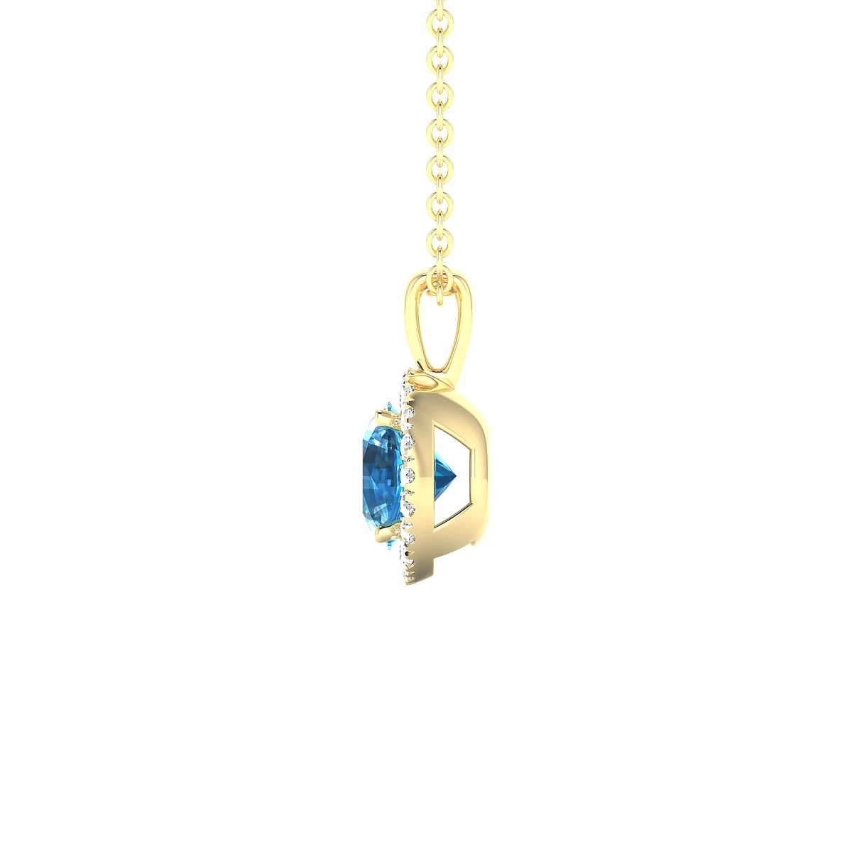Solar | 18k Yellow Gold 6 mm Round Topaz Pendant