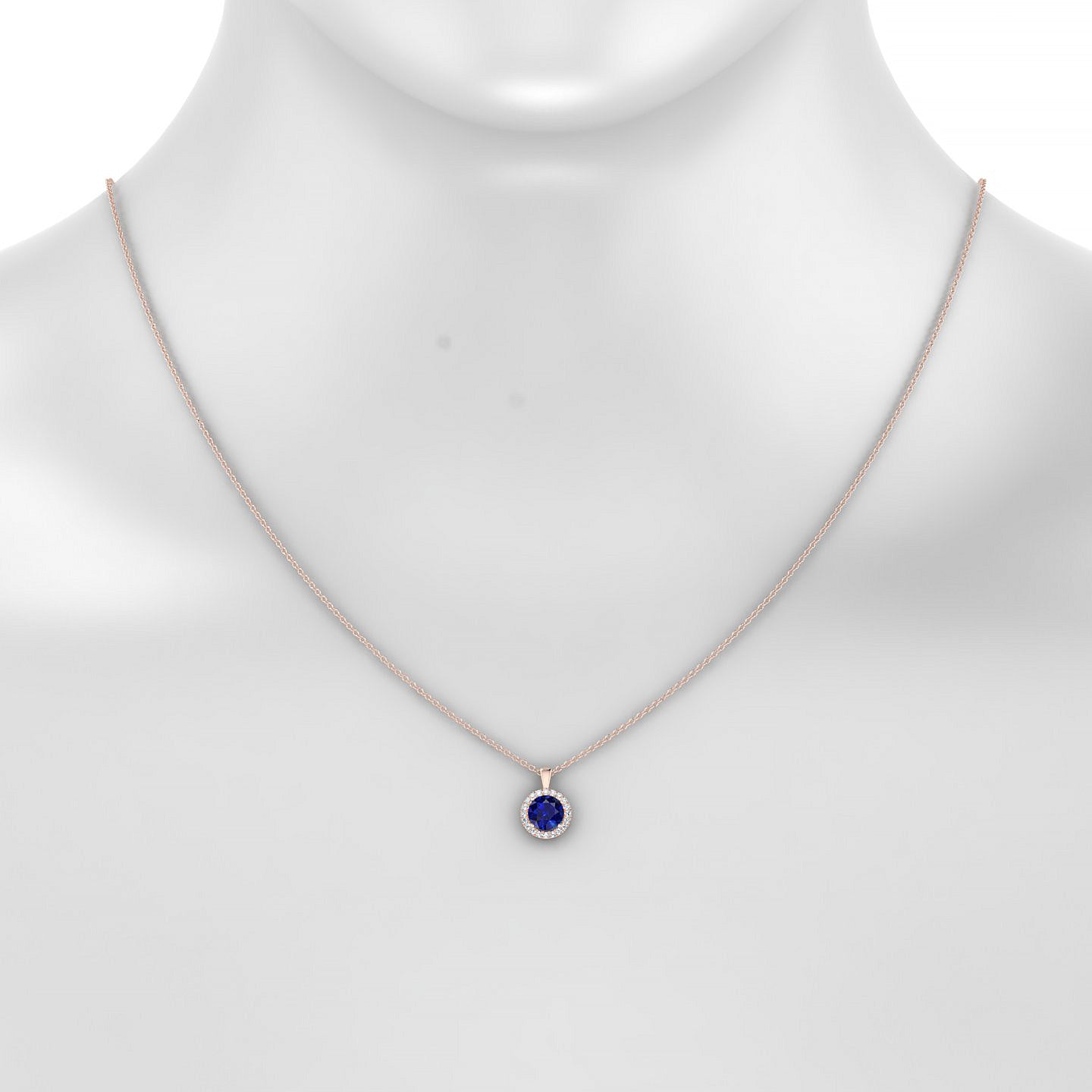 Solar | 18k Rose Gold 6 mm Round Sapphire Pendant