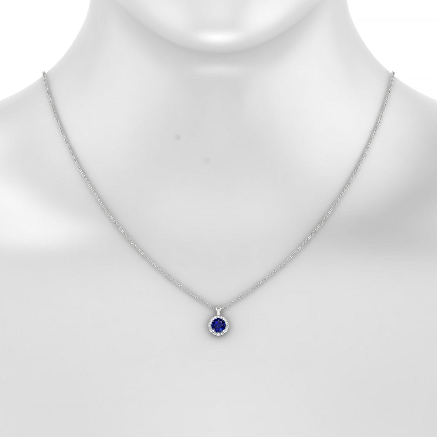 Solar | 18k White Gold 6 mm Round Sapphire Pendant