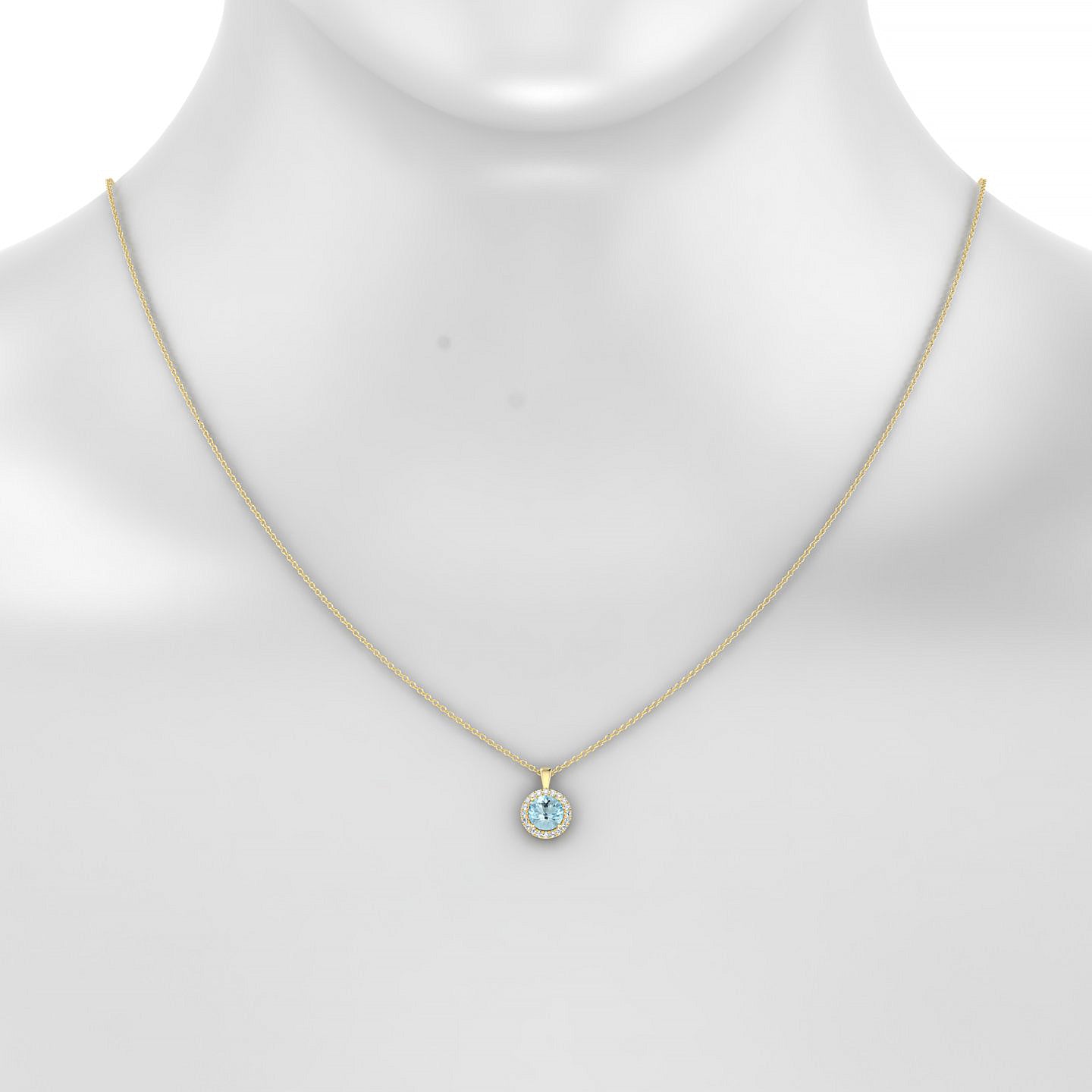 Solar | 18k Yellow Gold 6 mm Round Aquamarine Pendant