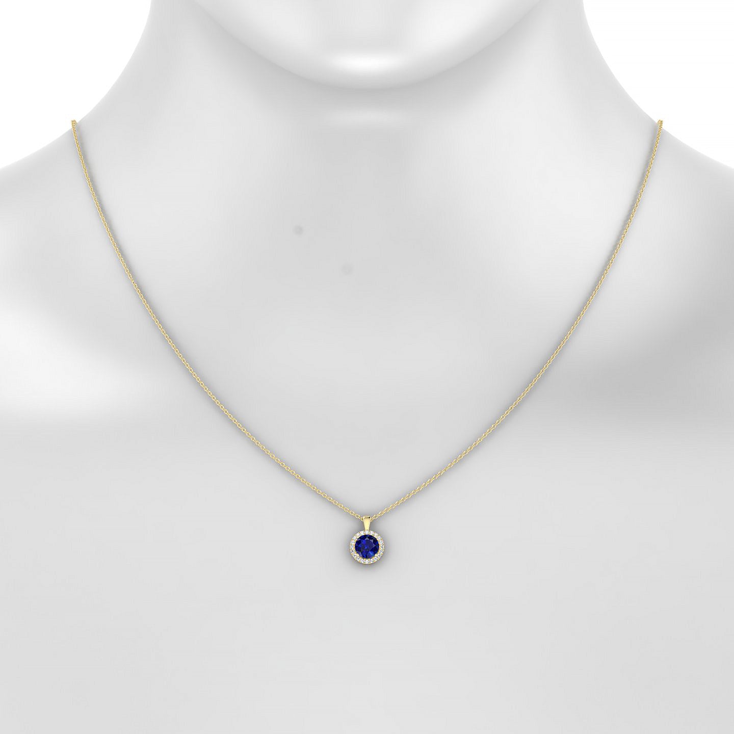 Solar | 18k Yellow Gold 6 mm Round Sapphire Pendant