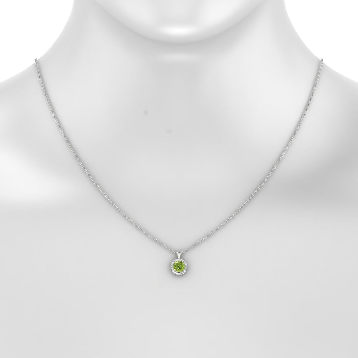Solar | 18k White Gold 6 mm Round Peridot Pendant