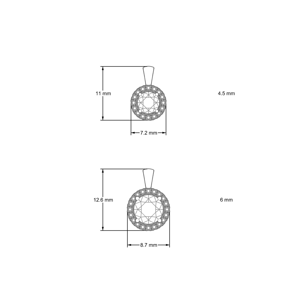 Solar | 18k White Gold 5.7 mm Round Diamond Pendant