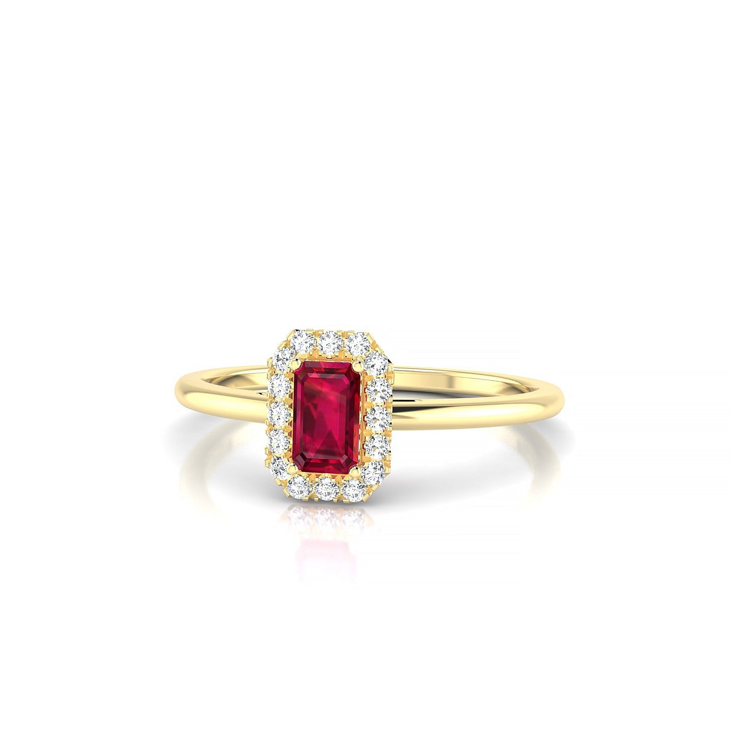 Solar | 18k Yellow Gold 5 x 3 mm Emerald Ruby Ring