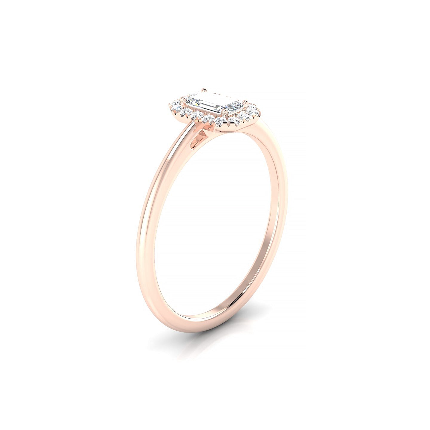 Solar | 18k Rose Gold 5 x 3 mm Emerald Diamond Ring