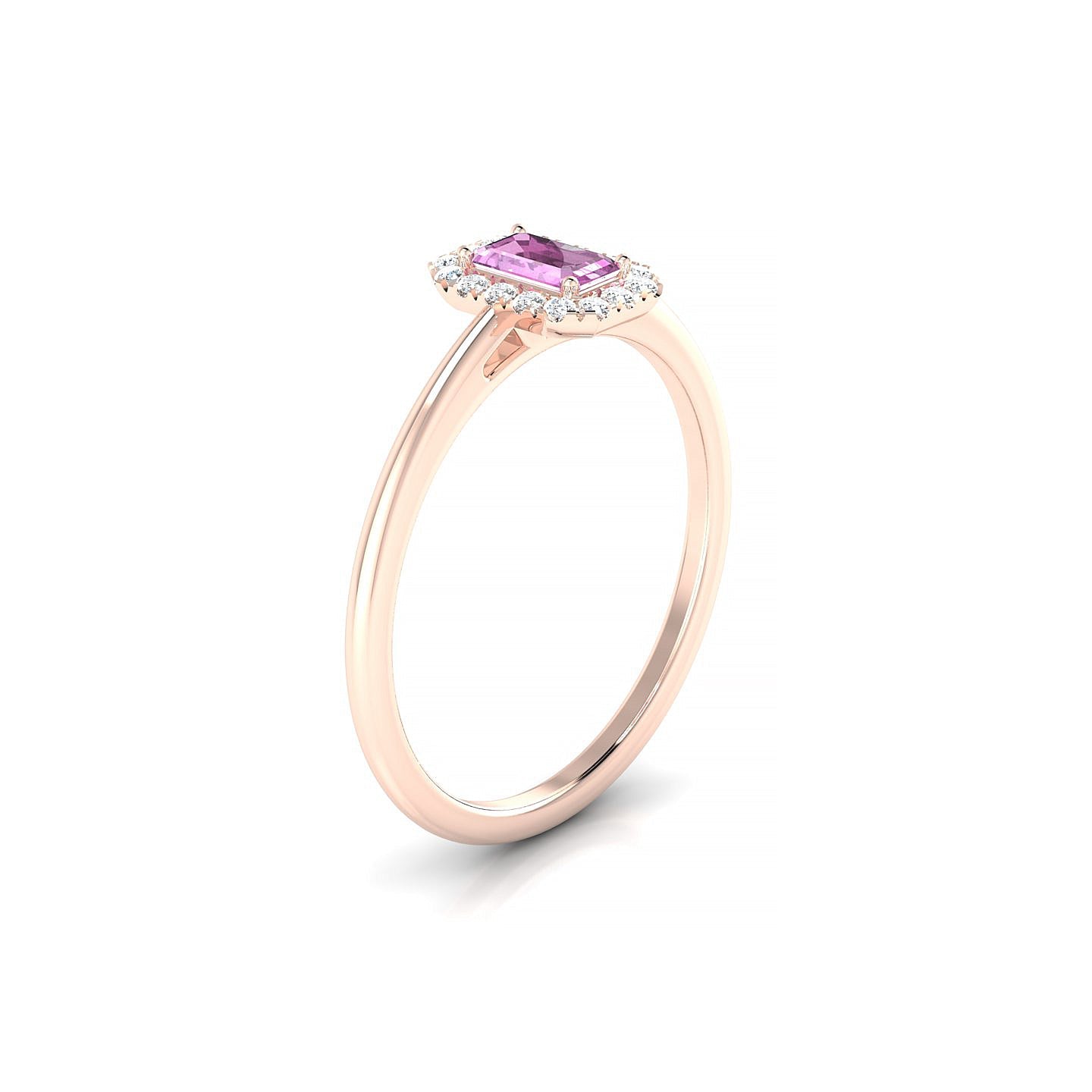 Solar | 18k Rose Gold 5 x 3 mm Emerald Pink Sapphire Ring