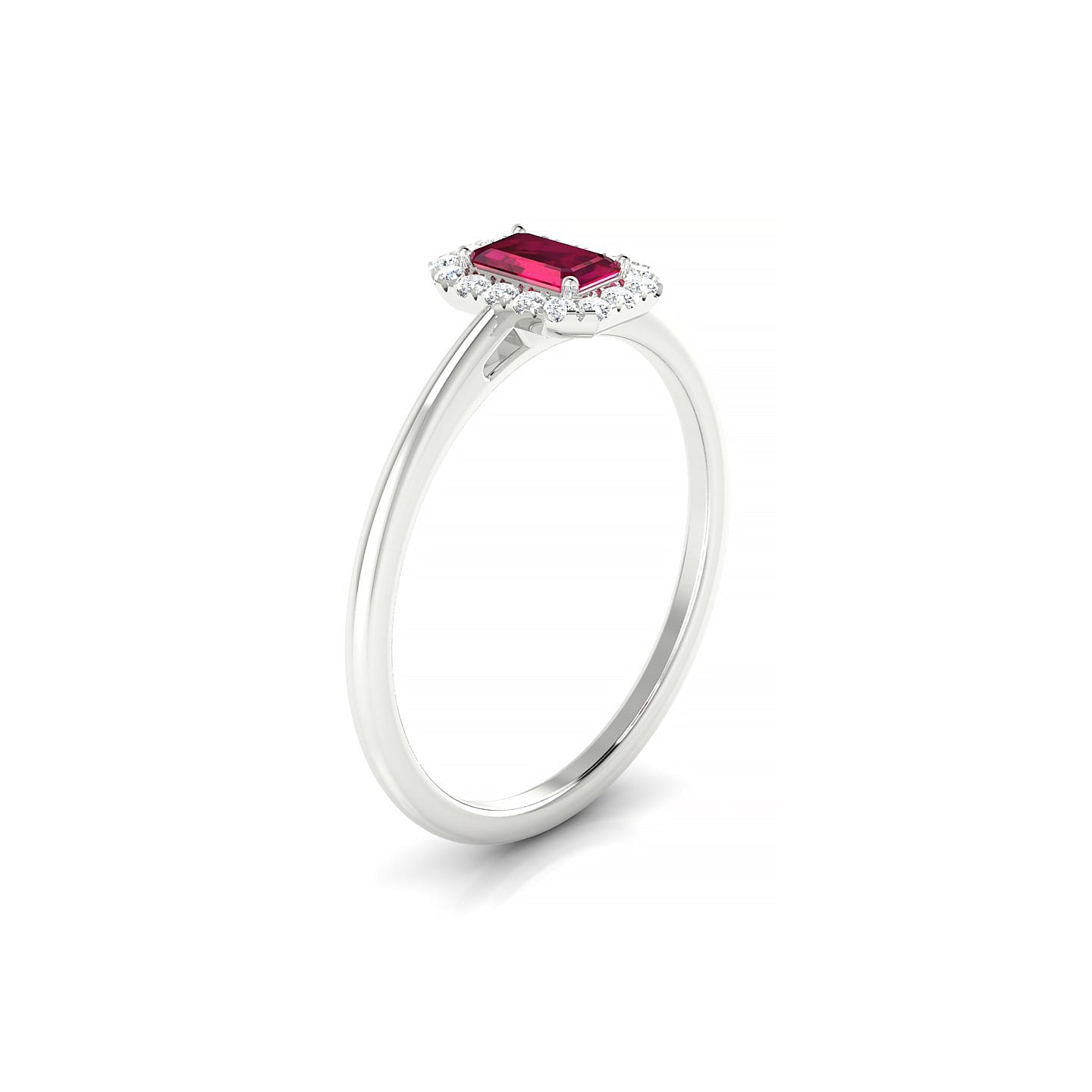 Solar | 18k White Gold 5 x 3 mm Emerald Ruby Ring