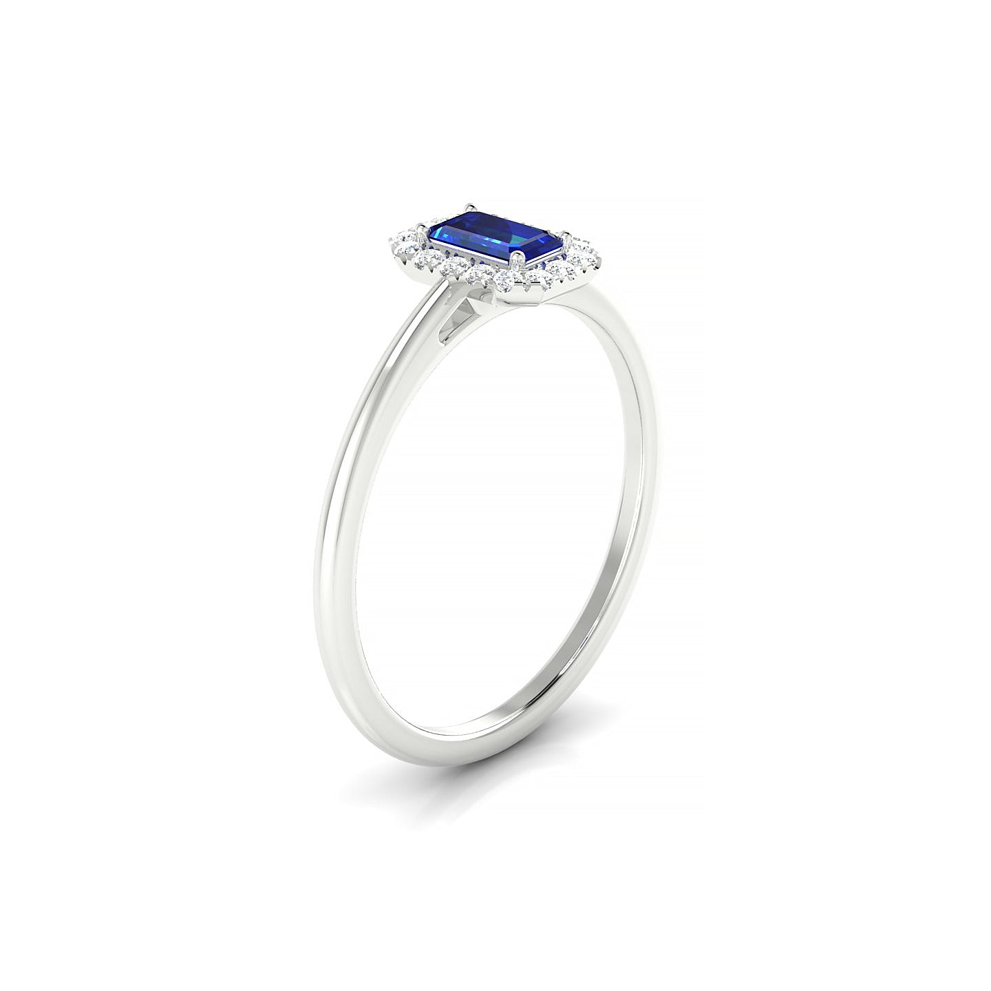 Solar | 18k White Gold 5 x 3 mm Emerald Sapphire Ring