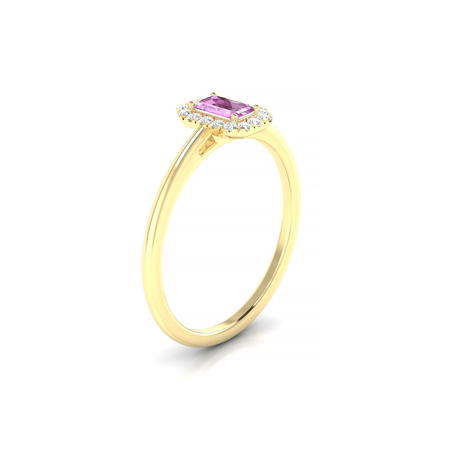 Solar | 18k Yellow Gold 5 x 3 mm Emerald Pink Sapphire Ring