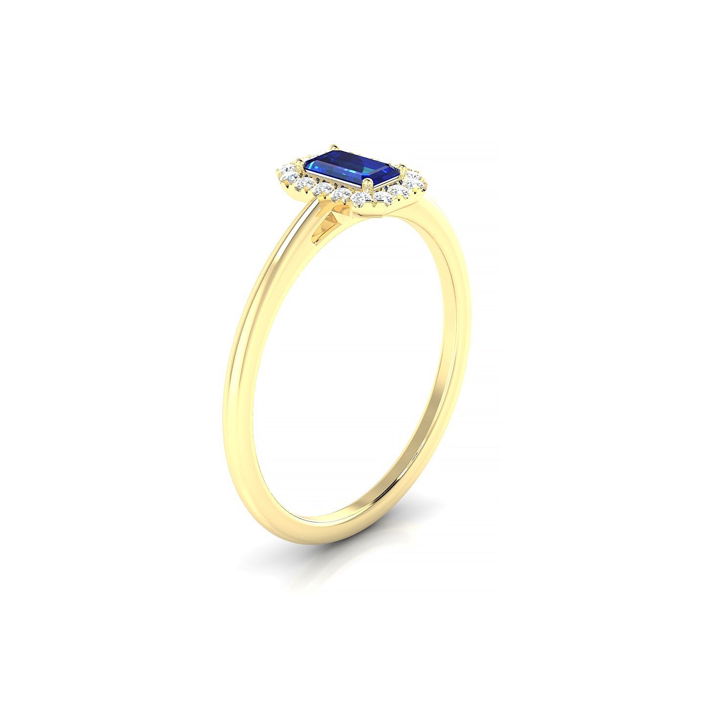 Solar | 18k Yellow Gold 5 x 3 mm Emerald Sapphire Ring