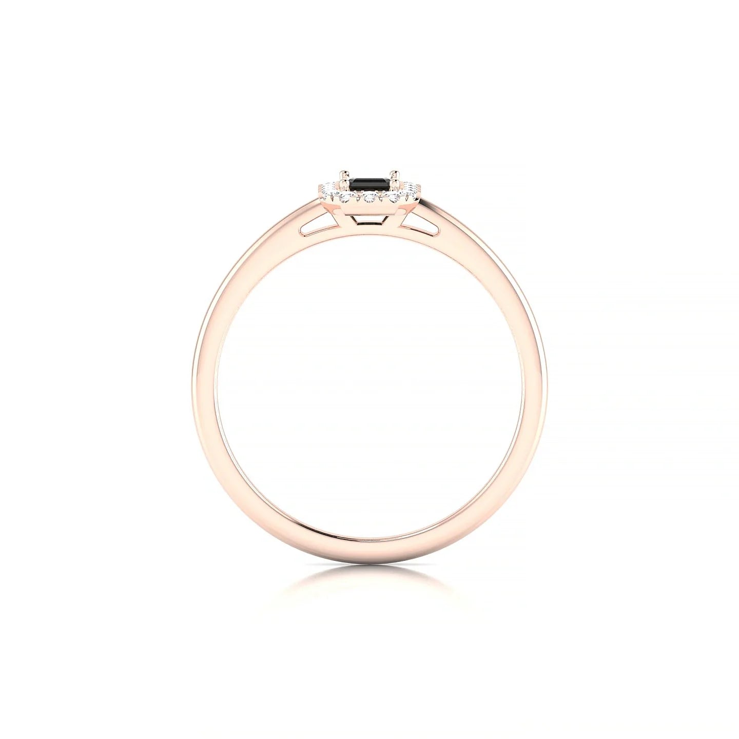 Solar | 18k Rose Gold 5 x 3 mm Emerald Black Diamond Ring