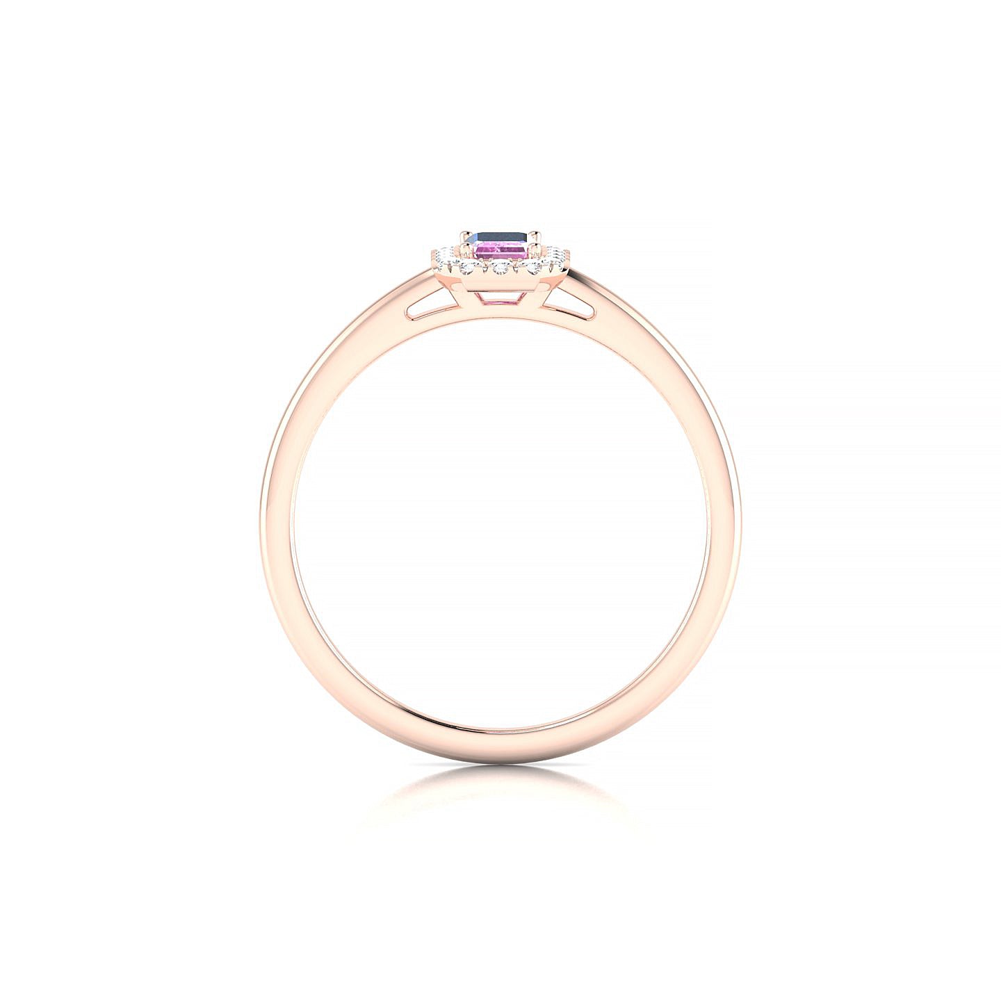 Solar | 18k Rose Gold 5 x 3 mm Emerald Pink Sapphire Ring