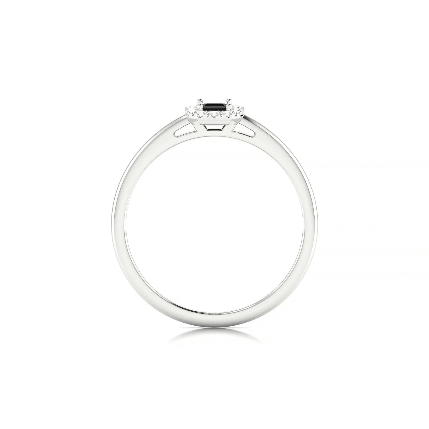 Solar | 18k White Gold 5 x 3 mm Emerald Black Diamond Ring