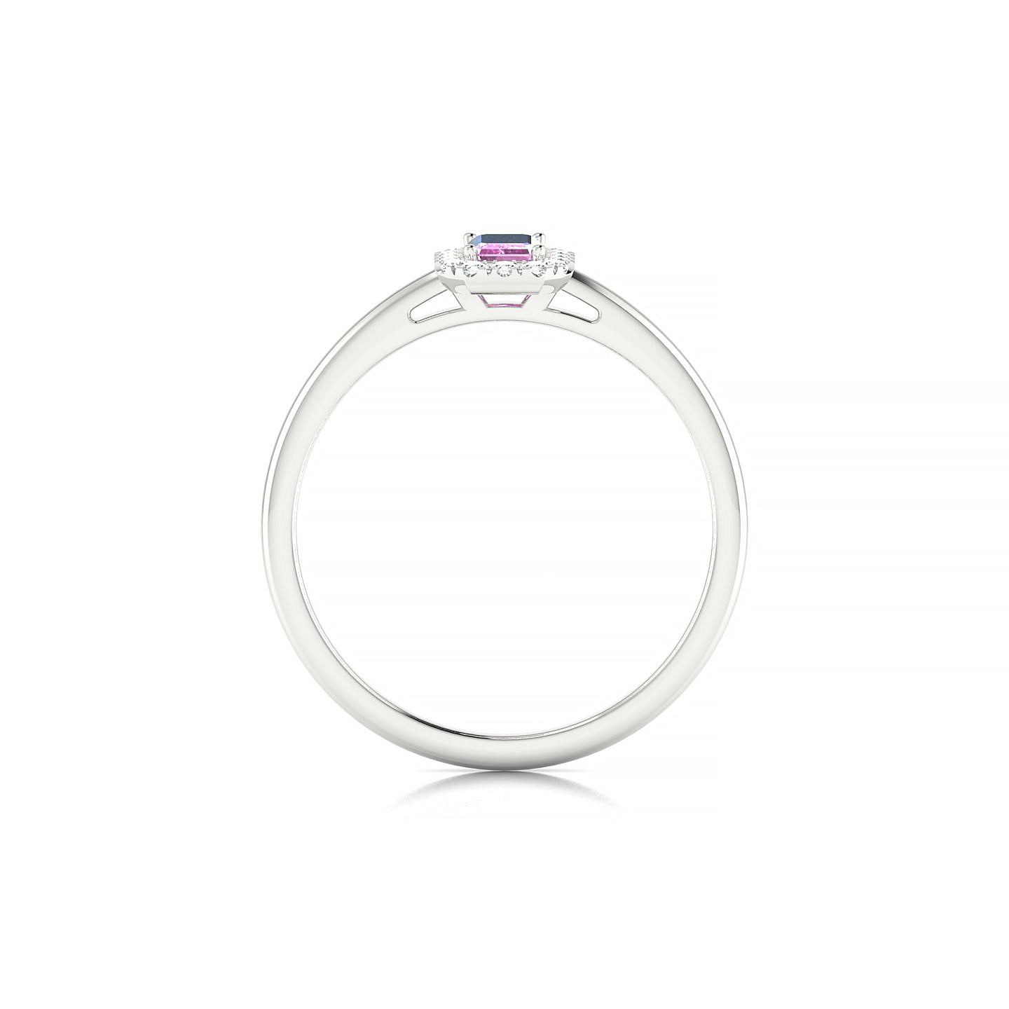 Solar | 18k White Gold 5 x 3 mm Emerald Pink Sapphire Ring