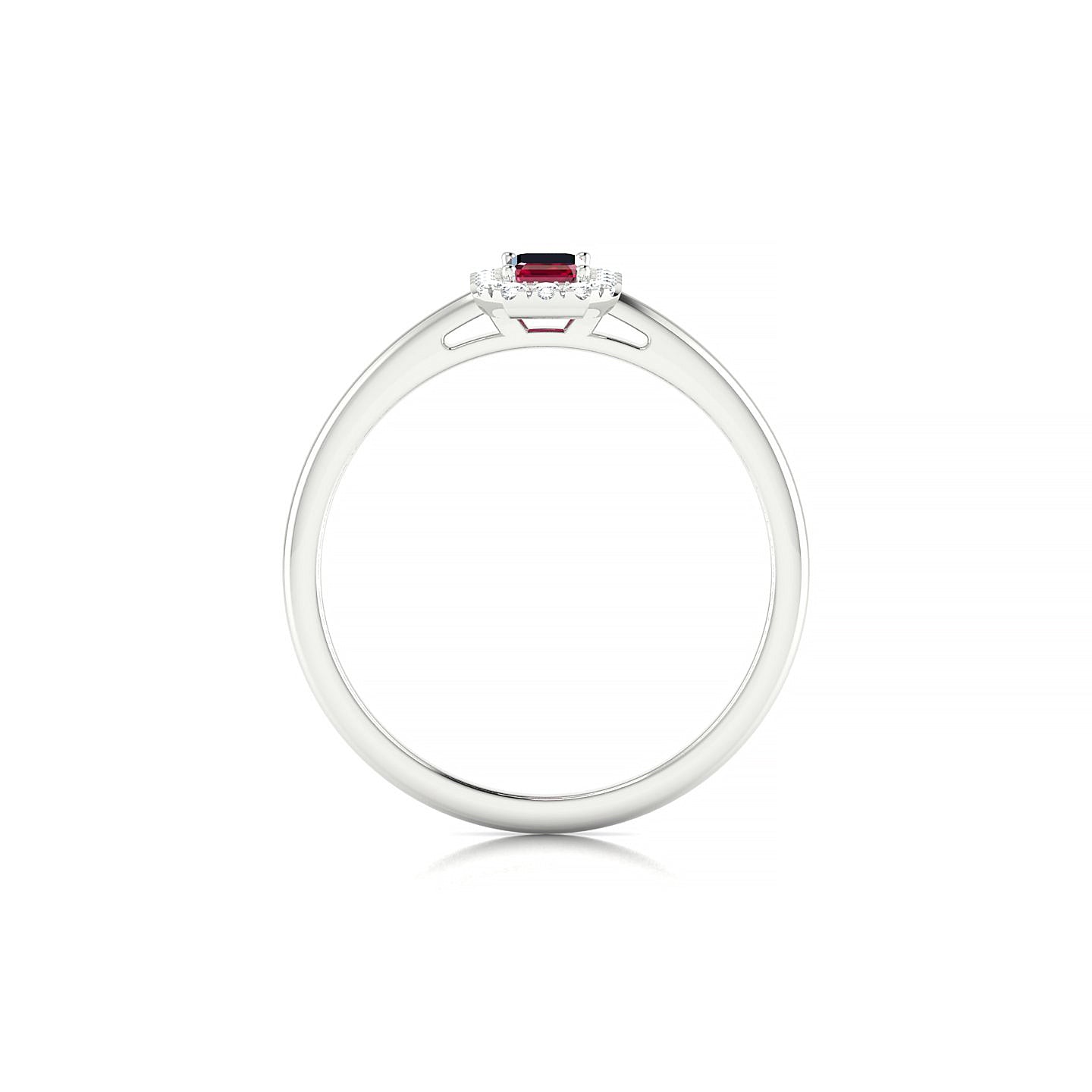 Solar | 18k White Gold 5 x 3 mm Emerald Ruby Ring