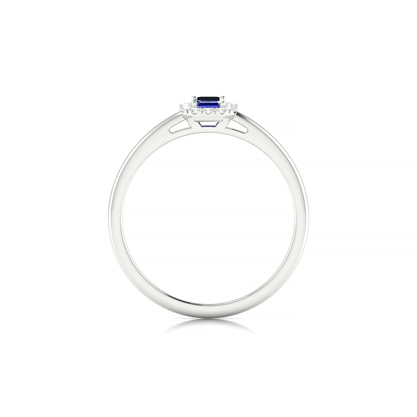 Solar | 18k White Gold 5 x 3 mm Emerald Sapphire Ring