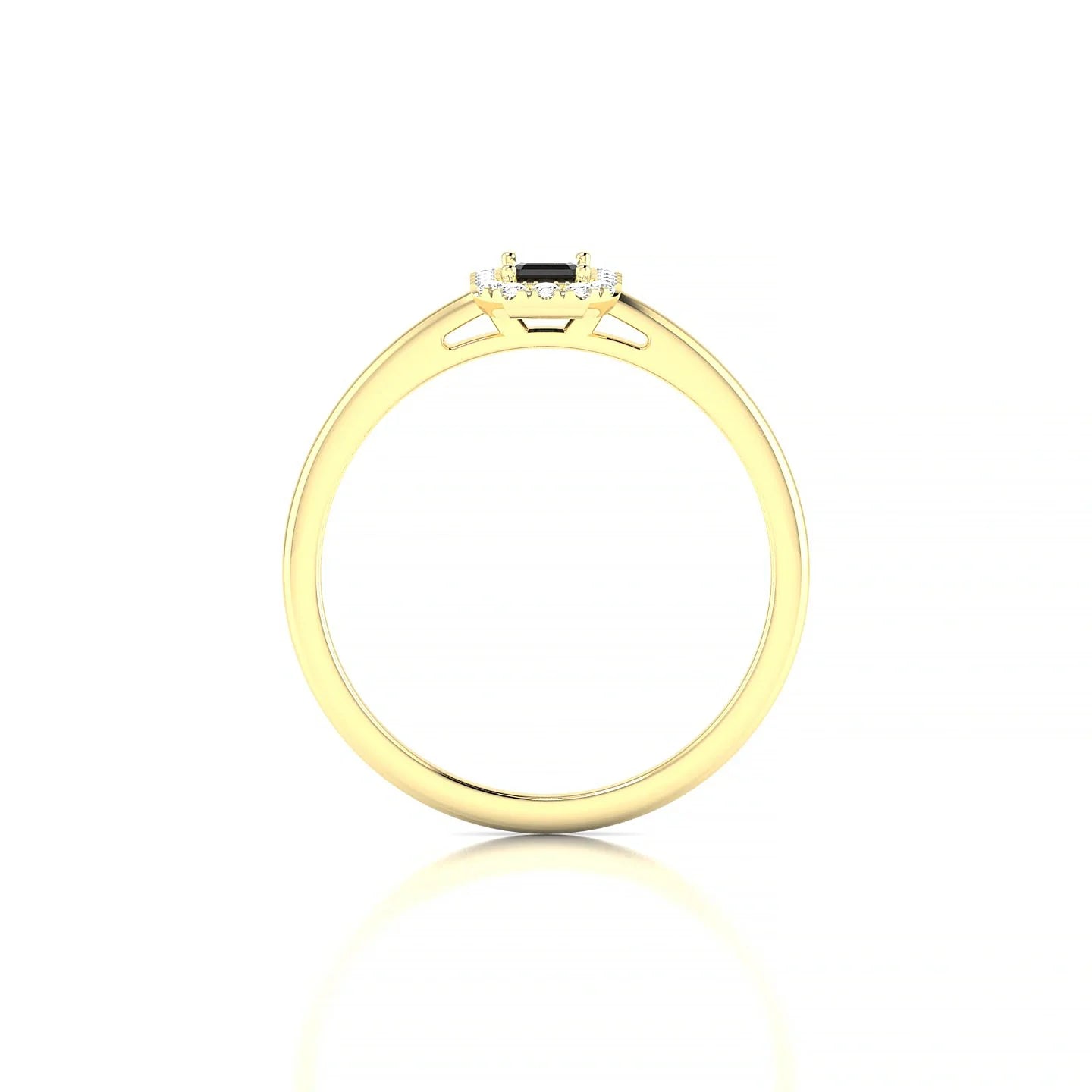 Solar | 18k Yellow Gold 5 x 3 mm Emerald Black Diamond Ring