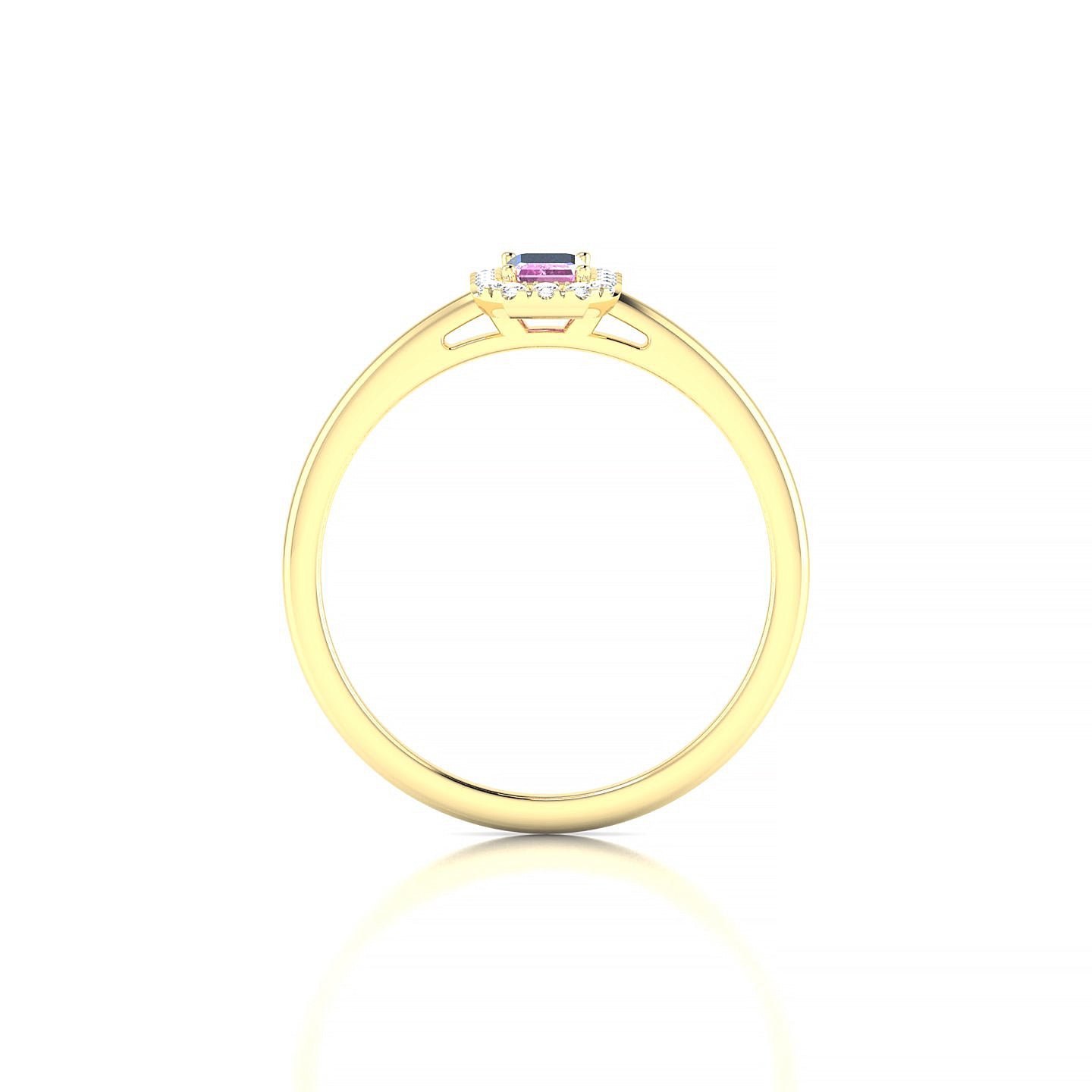 Solar | 18k Yellow Gold 5 x 3 mm Emerald Pink Sapphire Ring