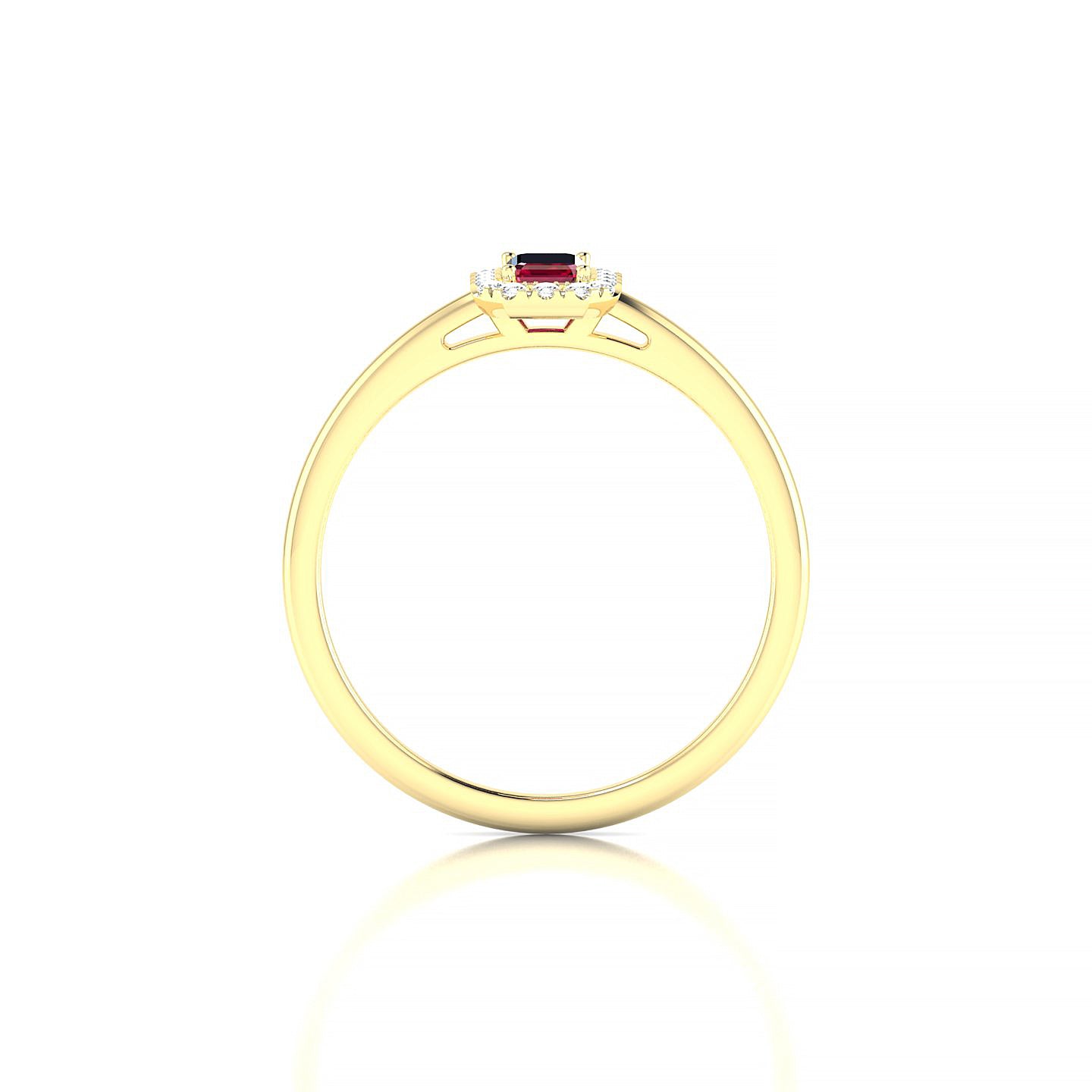 Solar | 18k Yellow Gold 5 x 3 mm Emerald Ruby Ring