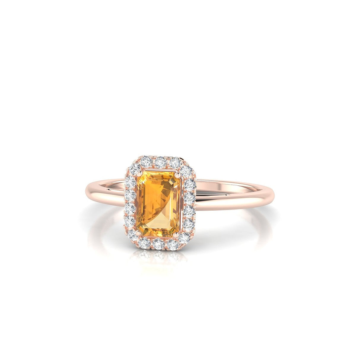 Solar | 18k Rose Gold 6 x 4 mm Emerald Citrine Ring