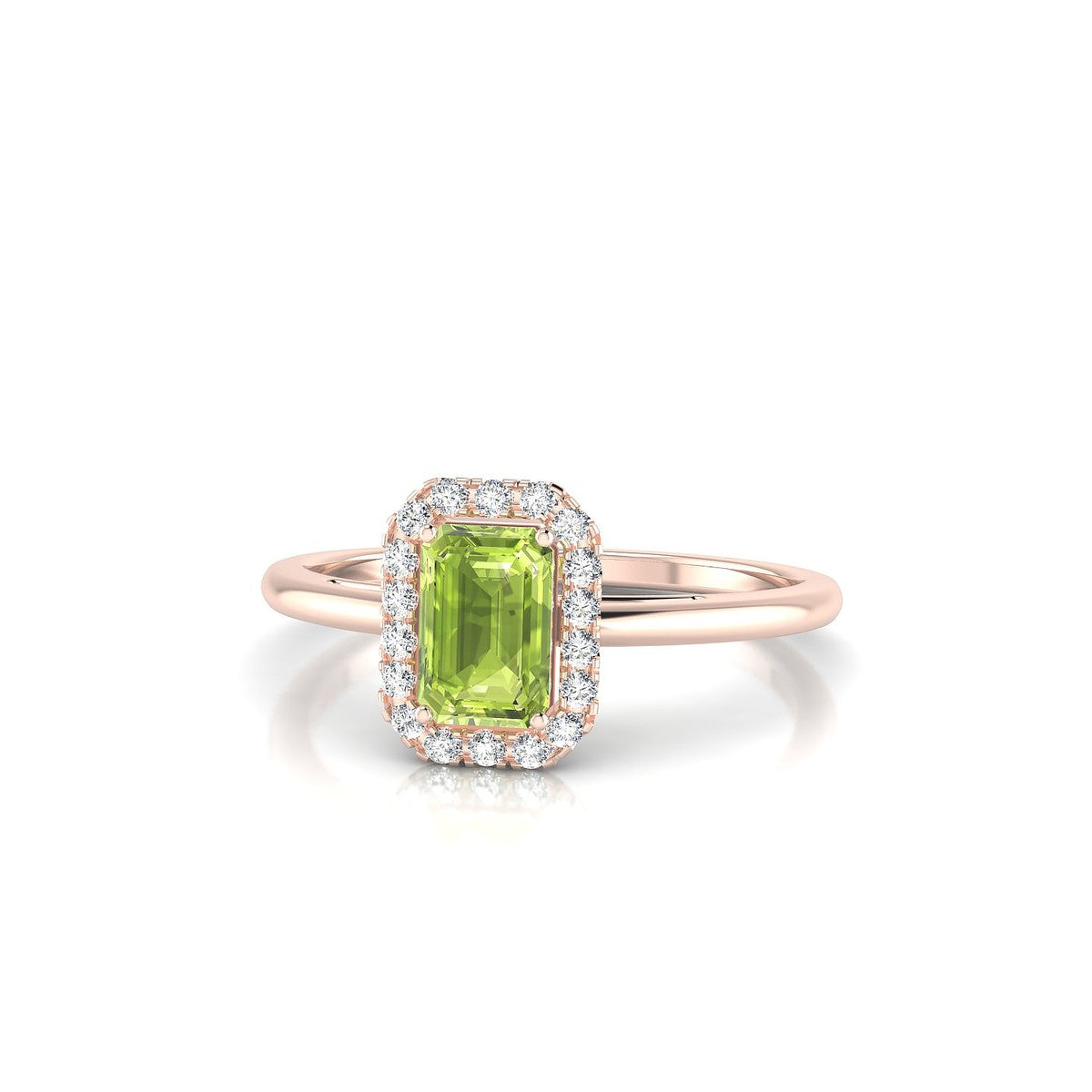 Solar | 18k Rose Gold 6 x 4 mm Emerald Peridot Ring