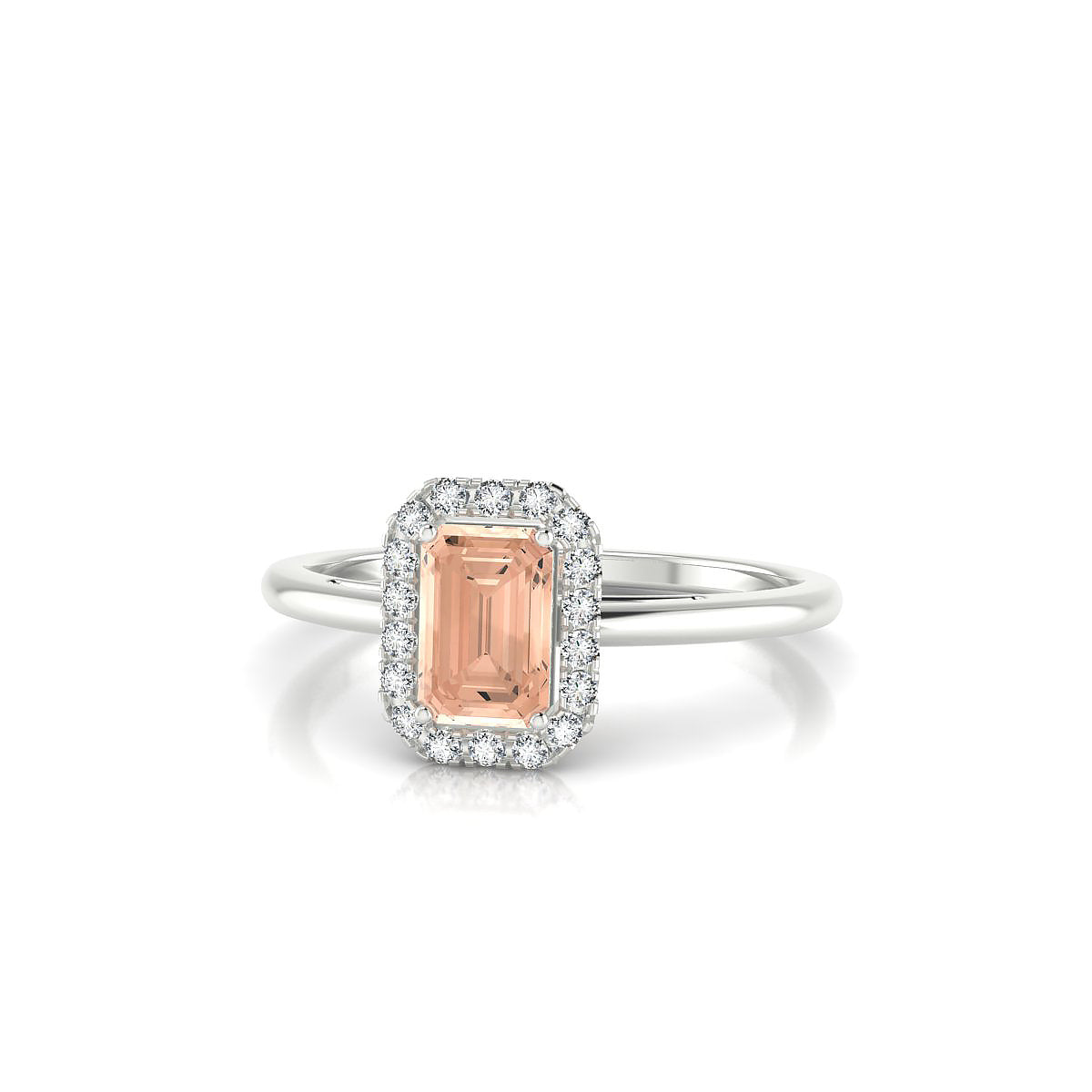 Solar | 18k White Gold 6 x 4 mm Emerald Morganite Ring