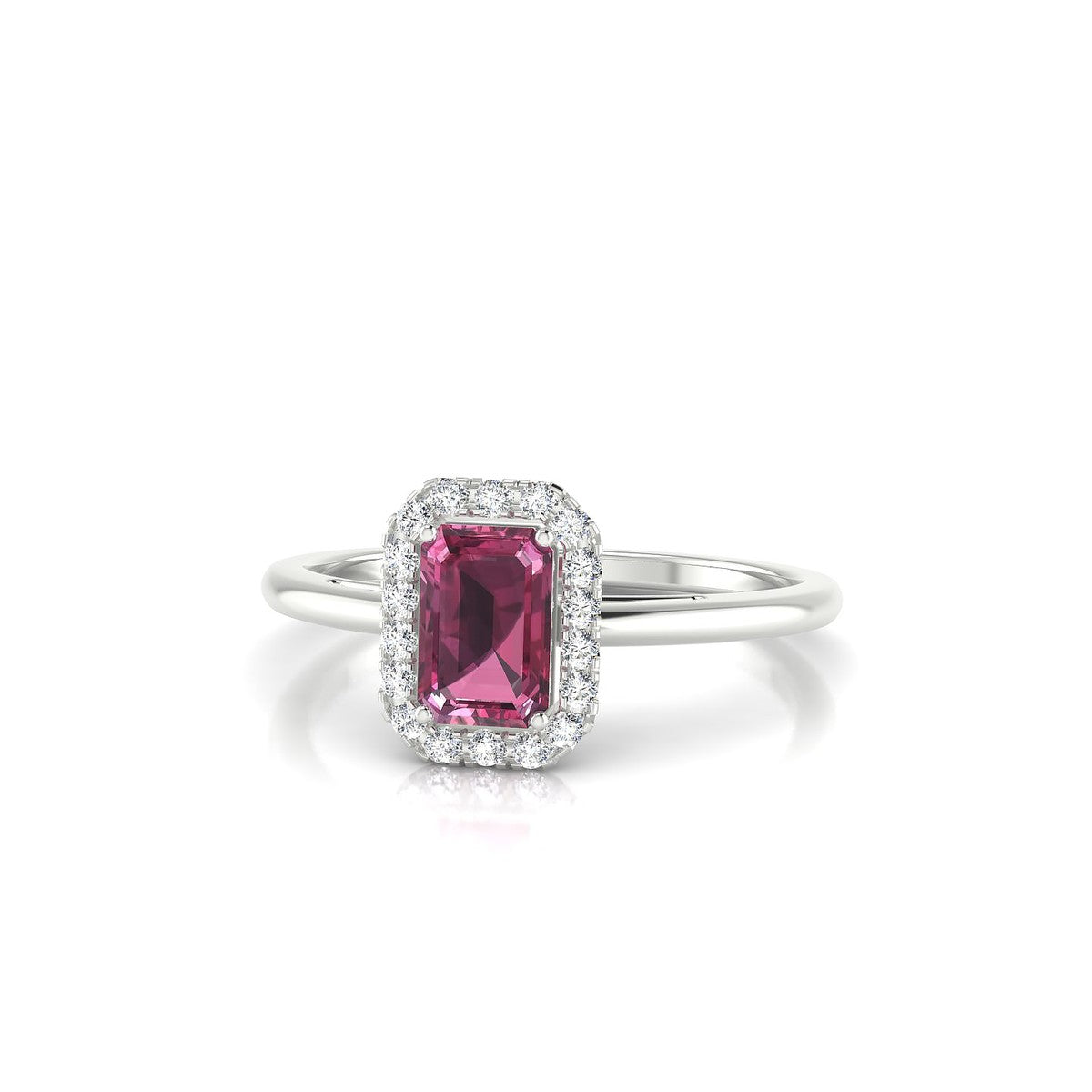 Solar | 18k White Gold 6 x 4 mm Emerald Rhodolite Ring