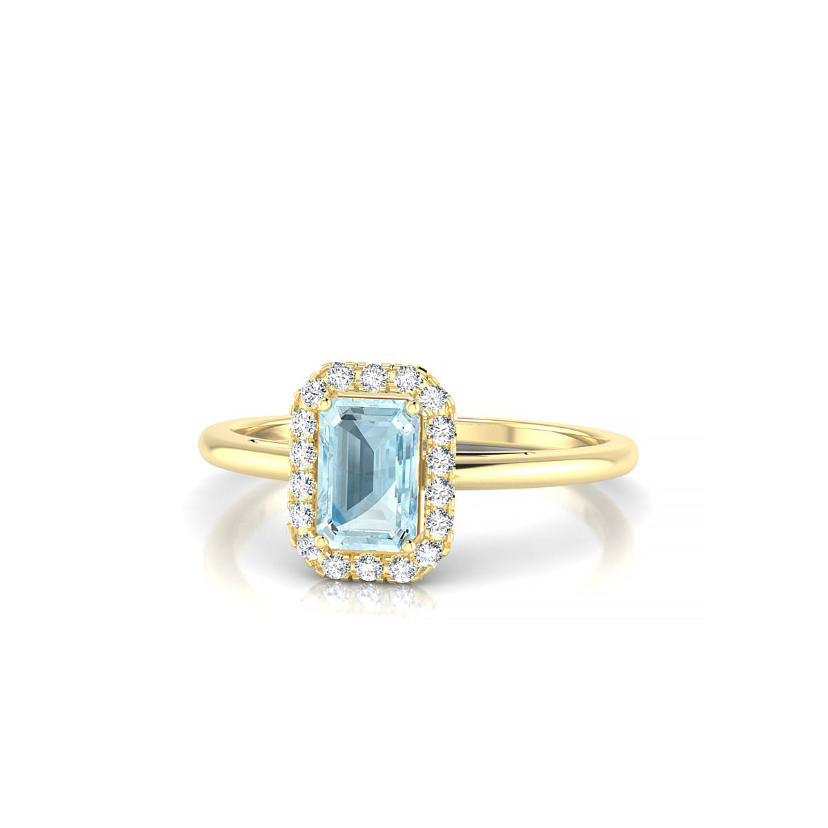 Solar | 18k Yellow Gold 6 x 4 mm Emerald Aquamarine Ring