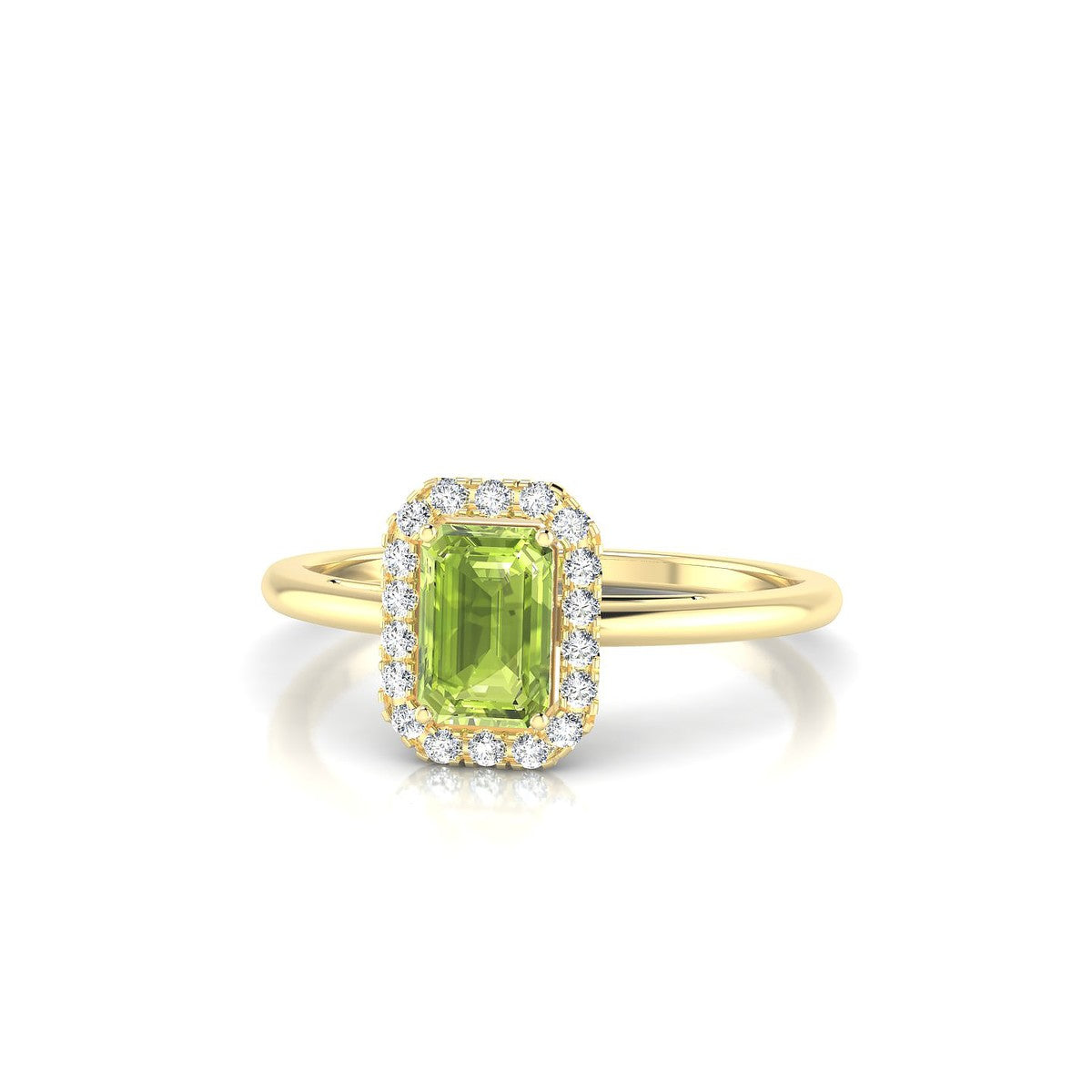 Solar | 18k Yellow Gold 6 x 4 mm Emerald Peridot Ring