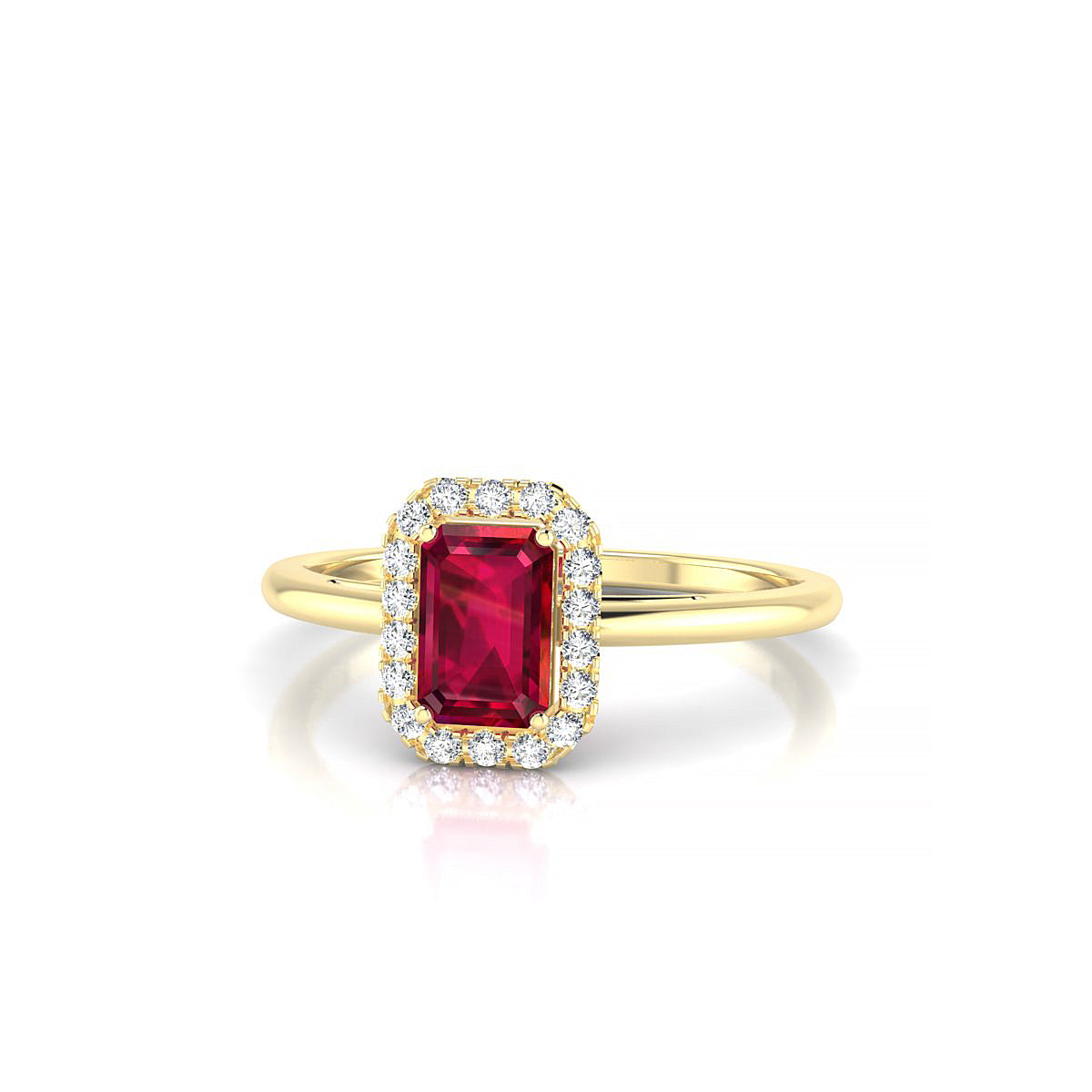 Solar | 18k Yellow Gold 6 x 4 mm Emerald Ruby Ring