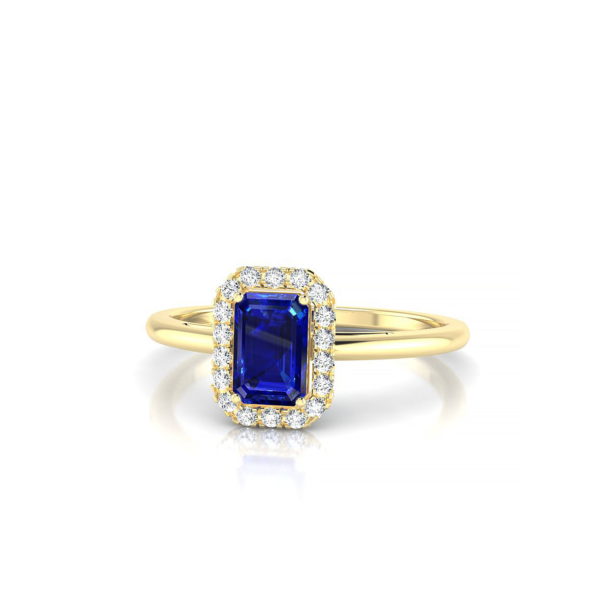 Solar | 18k Yellow Gold 6 x 4 mm Emerald Sapphire Ring
