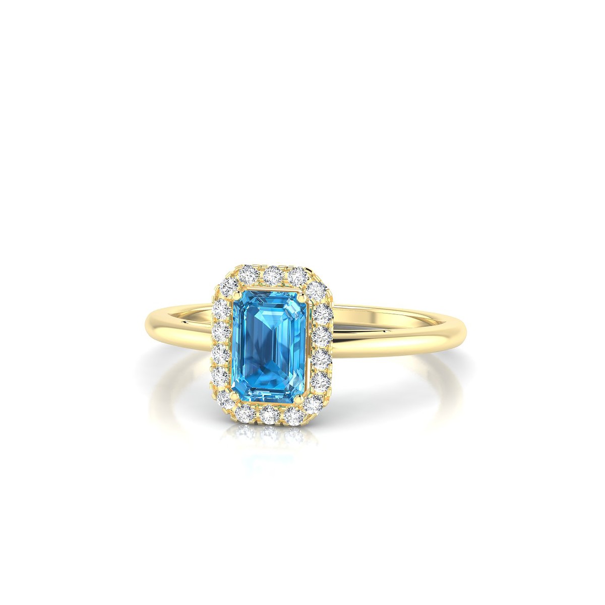 Solar | 18k Yellow Gold 6 x 4 mm Emerald Topaz Ring