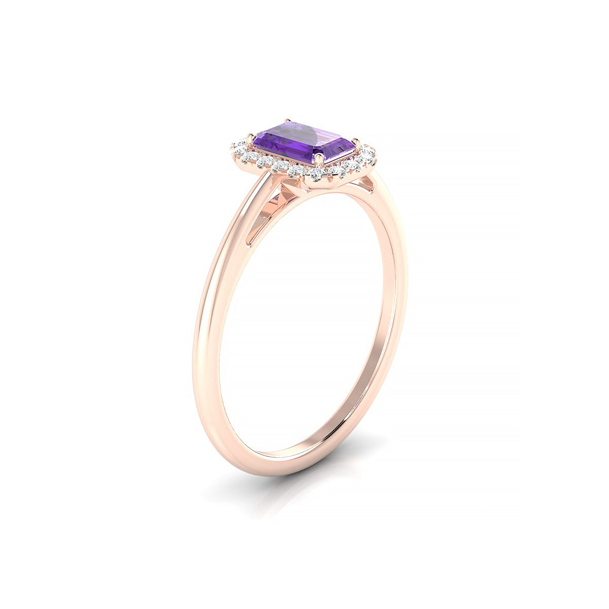 Solar | 18k Rose Gold 6 x 4 mm Emerald Amethyst Ring