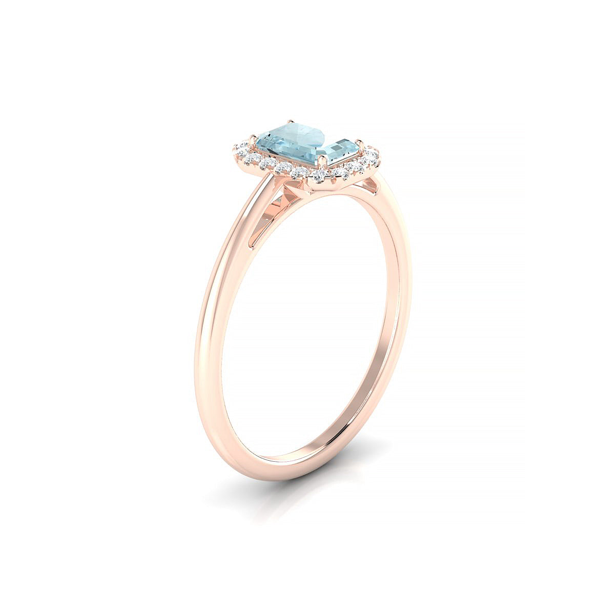 Solar | 18k Rose Gold 6 x 4 mm Emerald Aquamarine Ring