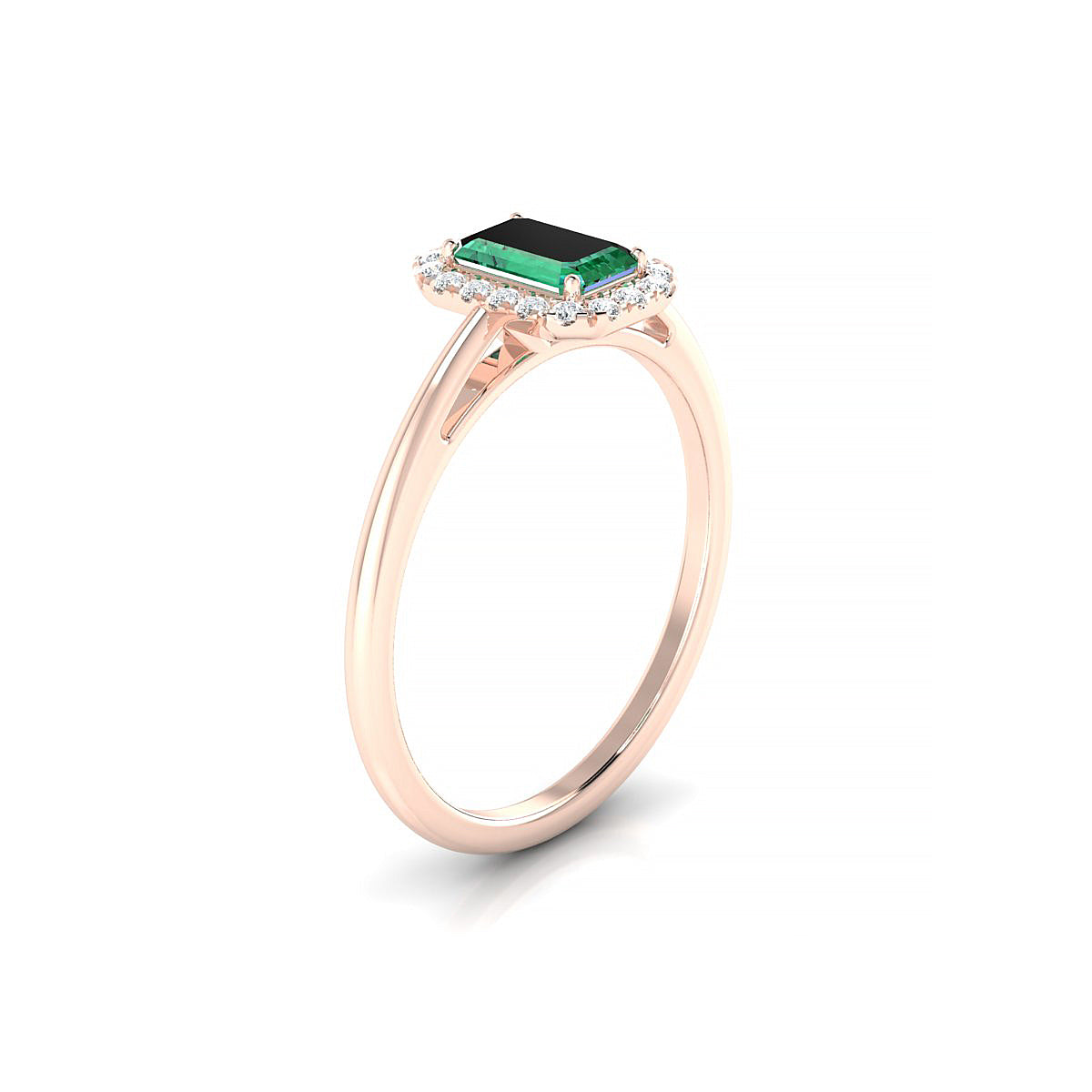 Solar | 18k Rose Gold 6 x 4 mm Emerald Emerald Ring
