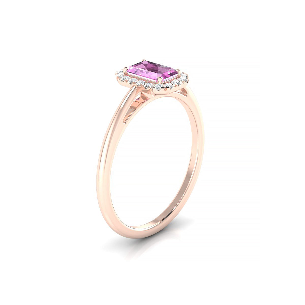 Solar | 18k Rose Gold 6 x 4 mm Emerald Pink Sapphire Ring
