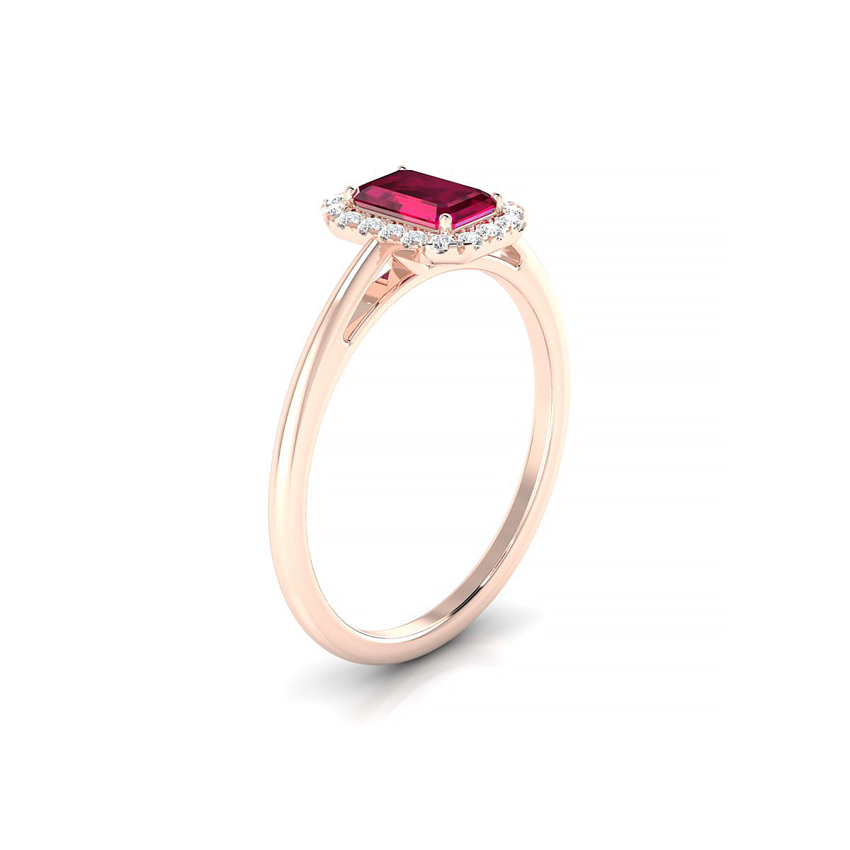 Solar | 18k Rose Gold 6 x 4 mm Emerald Ruby Ring