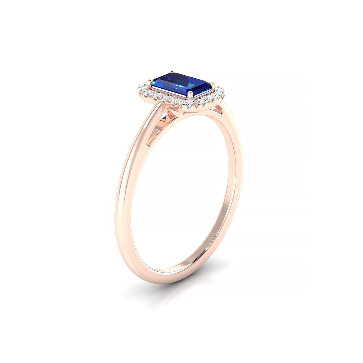 Solar | 18k Rose Gold 6 x 4 mm Emerald Sapphire Ring