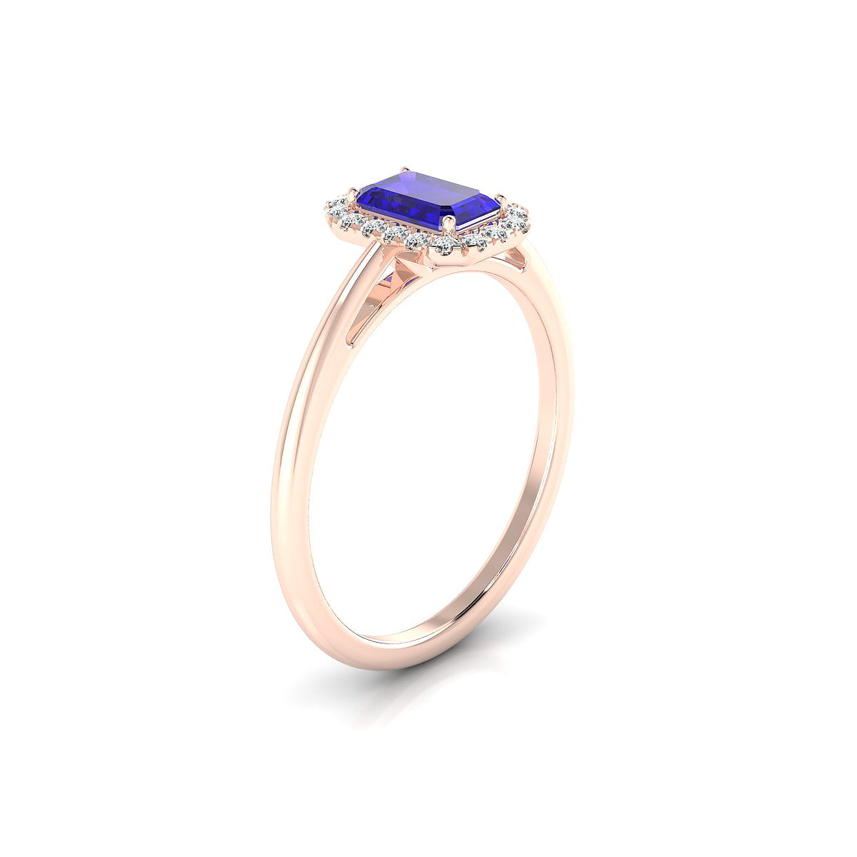 Solar | 18k Rose Gold 6 x 4 mm Emerald Tanzanite Ring