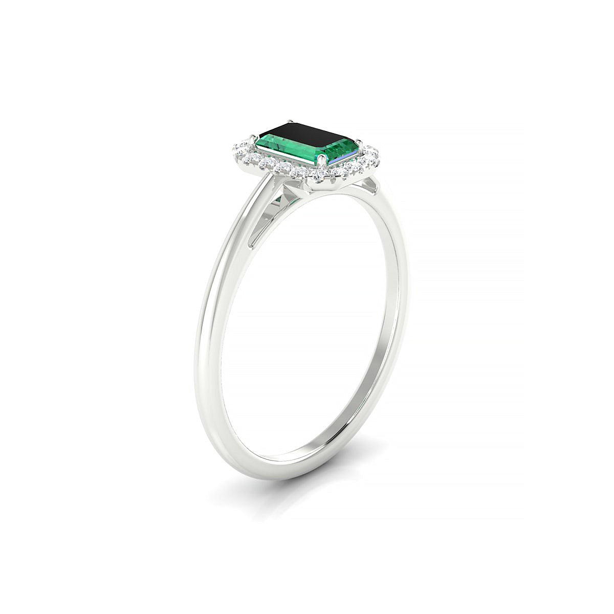 Solar | 18k White Gold 6 x 4 mm Emerald Emerald Ring