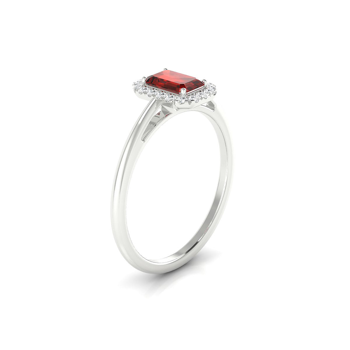 Solar | 18k White Gold 6 x 4 mm Emerald Garnet Ring