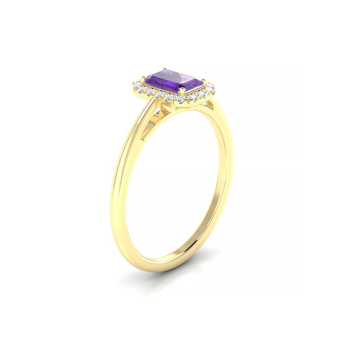 Solar | 18k Yellow Gold 6 x 4 mm Emerald Amethyst Ring