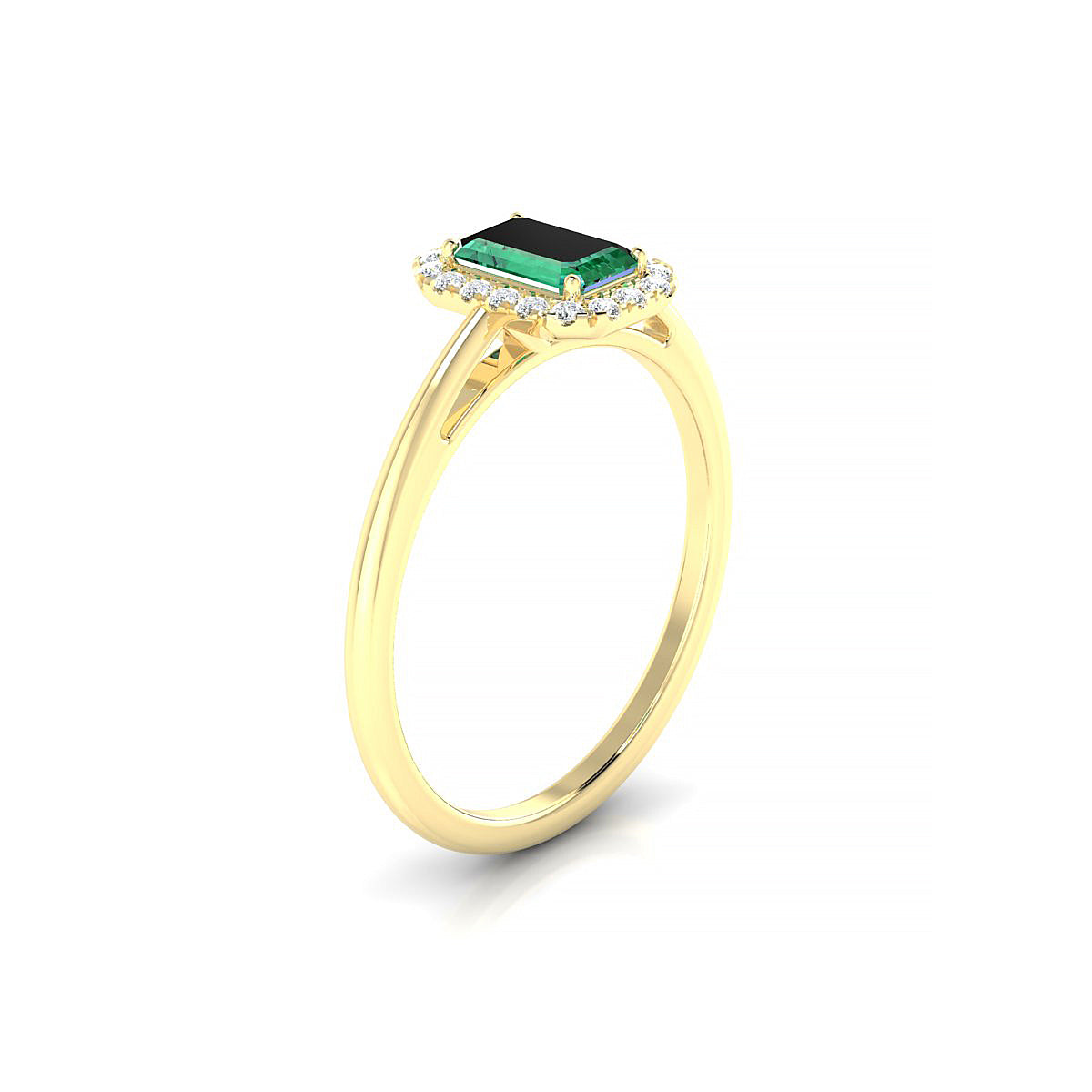 Solar | 18k Yellow Gold 6 x 4 mm Emerald Emerald Ring