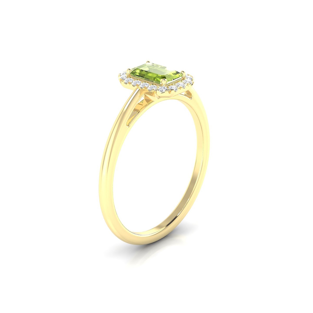 Solar | 18k Yellow Gold 6 x 4 mm Emerald Peridot Ring