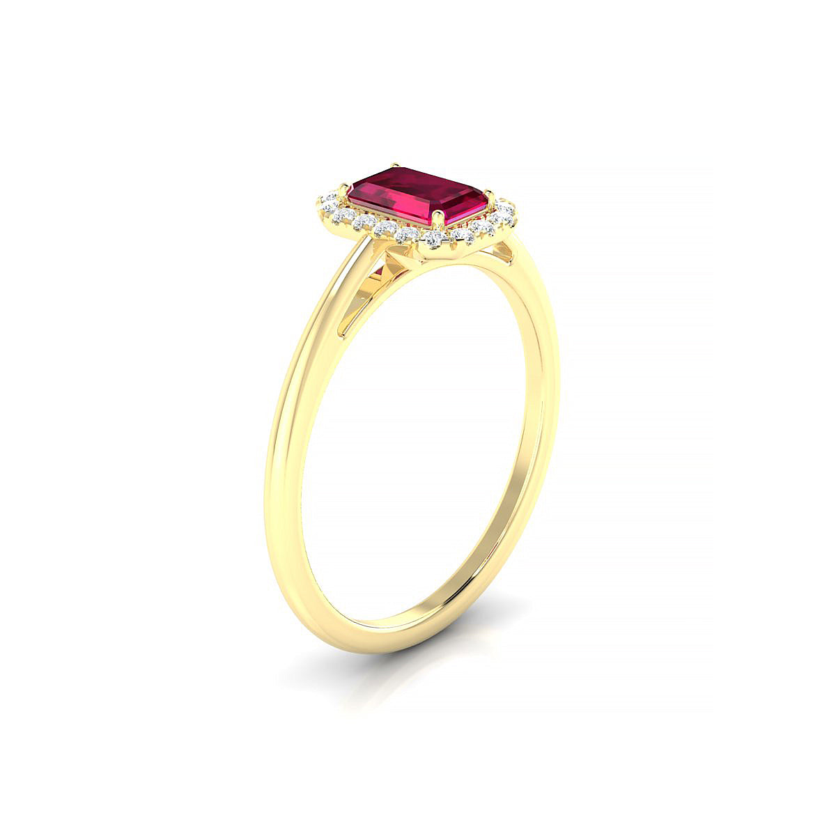 Solar | 18k Yellow Gold 6 x 4 mm Emerald Ruby Ring