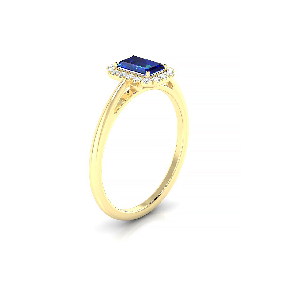 Solar | 18k Yellow Gold 6 x 4 mm Emerald Sapphire Ring