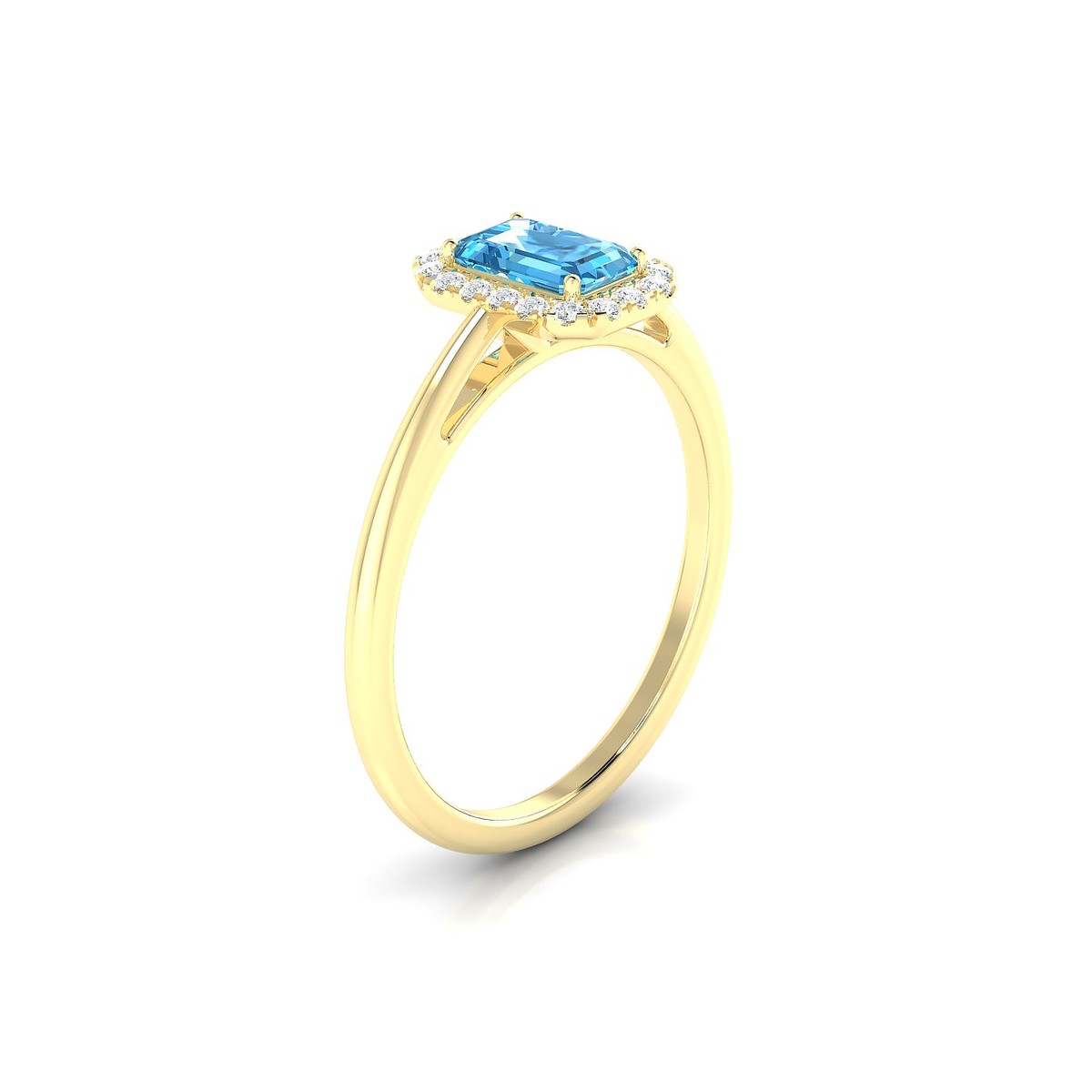 Solar | 18k Yellow Gold 6 x 4 mm Emerald Topaz Ring