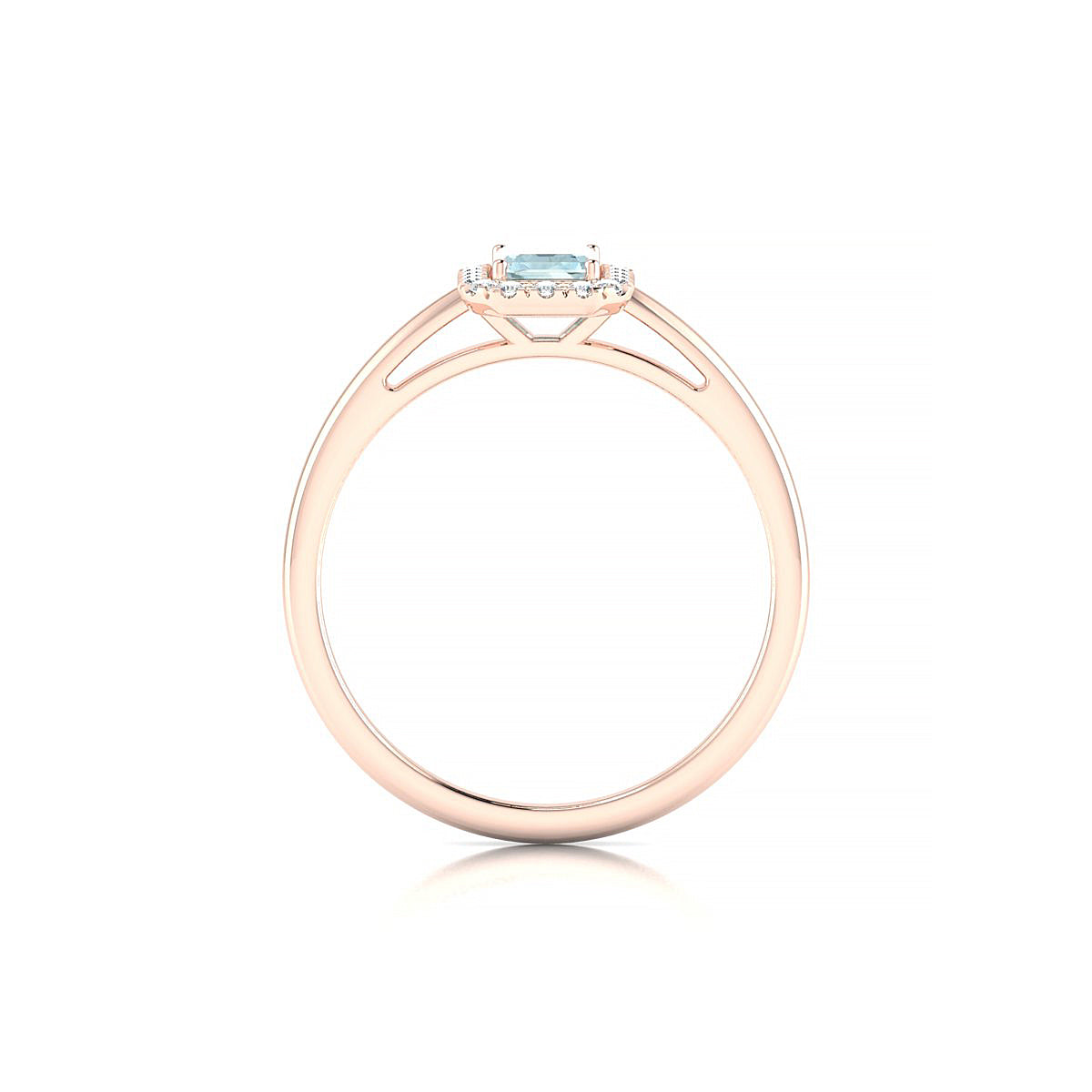 Solar | 18k Rose Gold 6 x 4 mm Emerald Aquamarine Ring