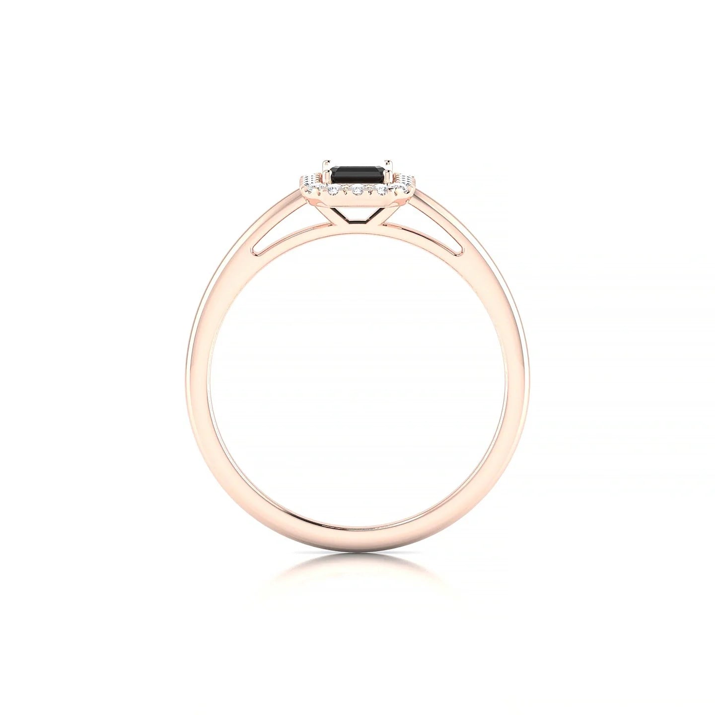 Solar | 18k Rose Gold 6 x 4 mm Emerald Black Diamond Ring