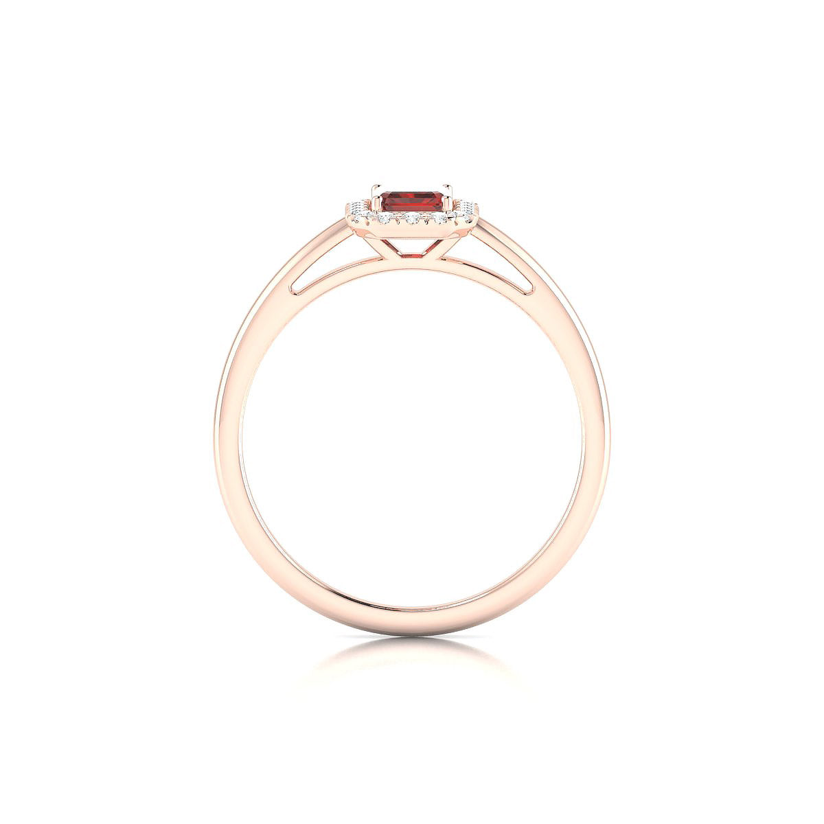 Solar | 18k Rose Gold 6 x 4 mm Emerald Garnet Ring